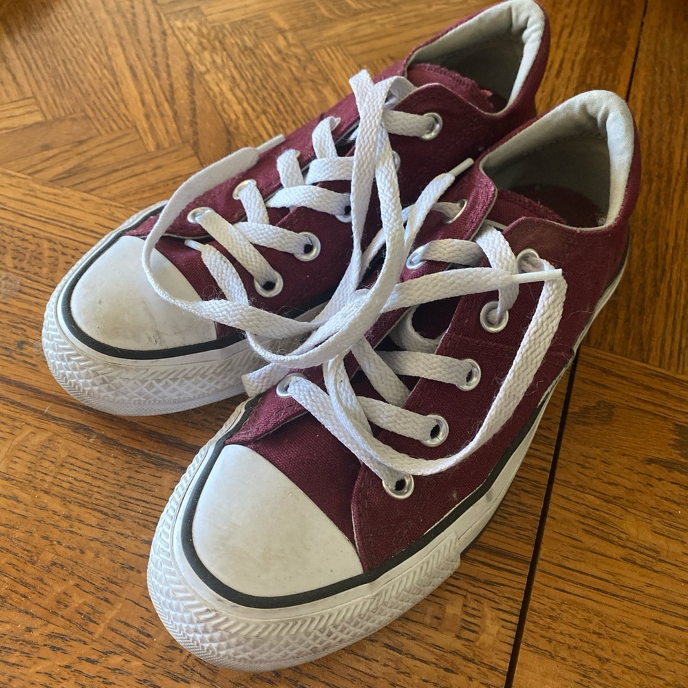 Burgundy and white